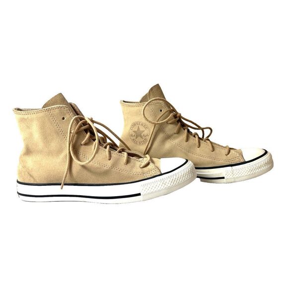 Converse All Star Hi-Top Classic Beige Leather Sneaker Womens Sz 8 Lace Up Shoes - Picture 2 of 11